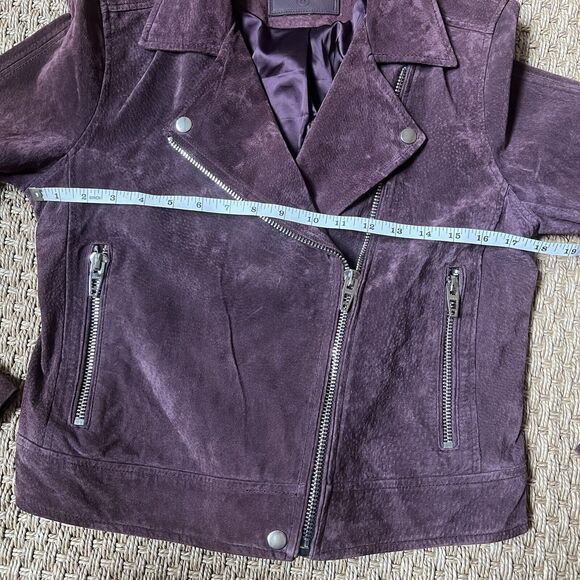 BLANK NYC Burgundy Suede Leather Moto Jacket Offset Zipper  SZ M 90s Grunge Y2K - Picture 9 of 12